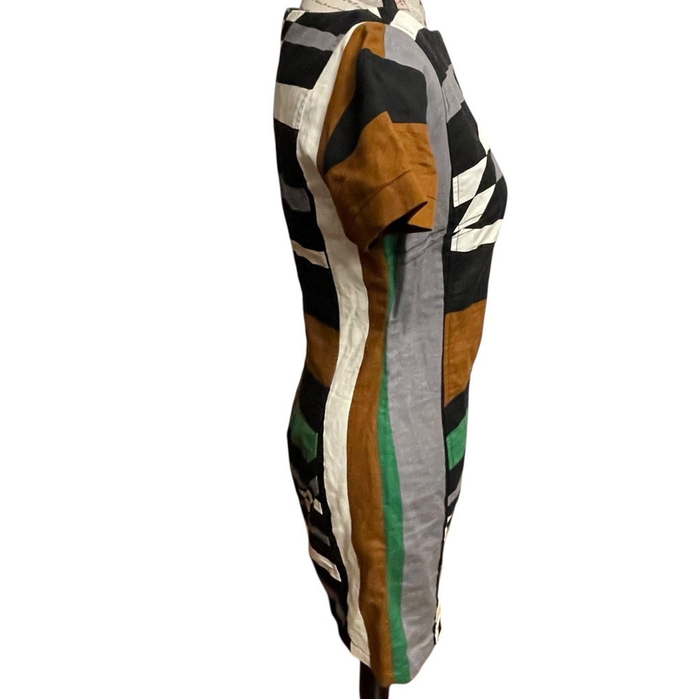 Derek Lam Black and Brown Striped Mini Dress - Picture 3 of 9